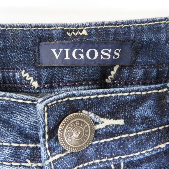 Y2k Vigoss Embellished Studded Straight Leg Jeans with Beaded Pocket Detail 30" - Picture 9 of 11